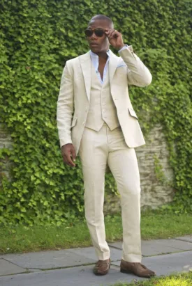 Men Three Piece Suit Beige Wedding Suit Dinner Suit Formal Party Wear Bespoke Suit Gift For Him