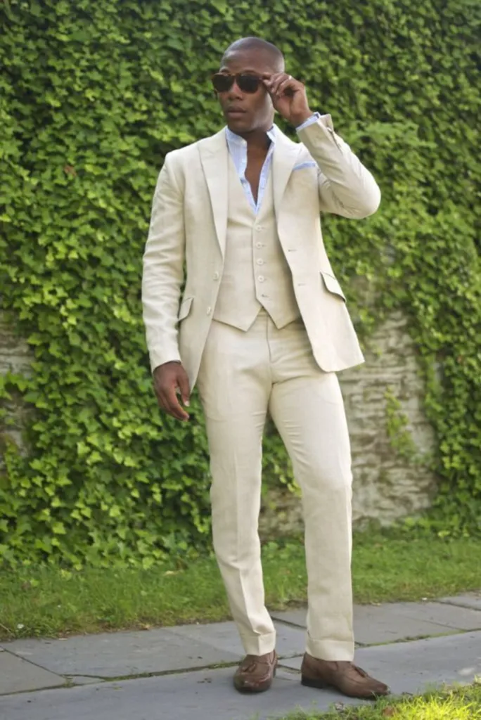 Men Three Piece Suit Beige Wedding Suit Dinner Suit Formal Party Wear Bespoke Suit Gift For Him