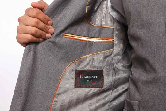 Men's Light Grey Vested Slim Fit Suit