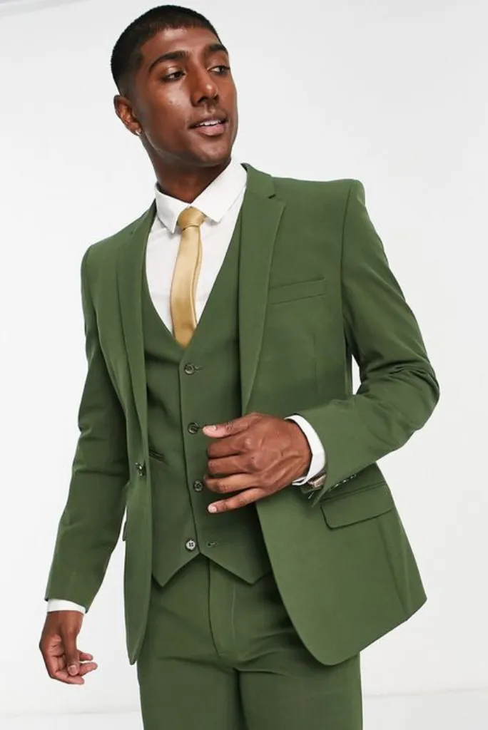 Men's Three Piece Suit Green, Wedding Suit, Dinner Suit, Party Suit, Groom Suits