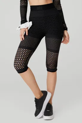 Mesh High-Waist Haute Summer Capri - Black