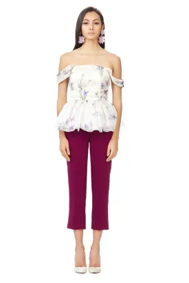 Mid Waist Capri Trousers in Plum Purple