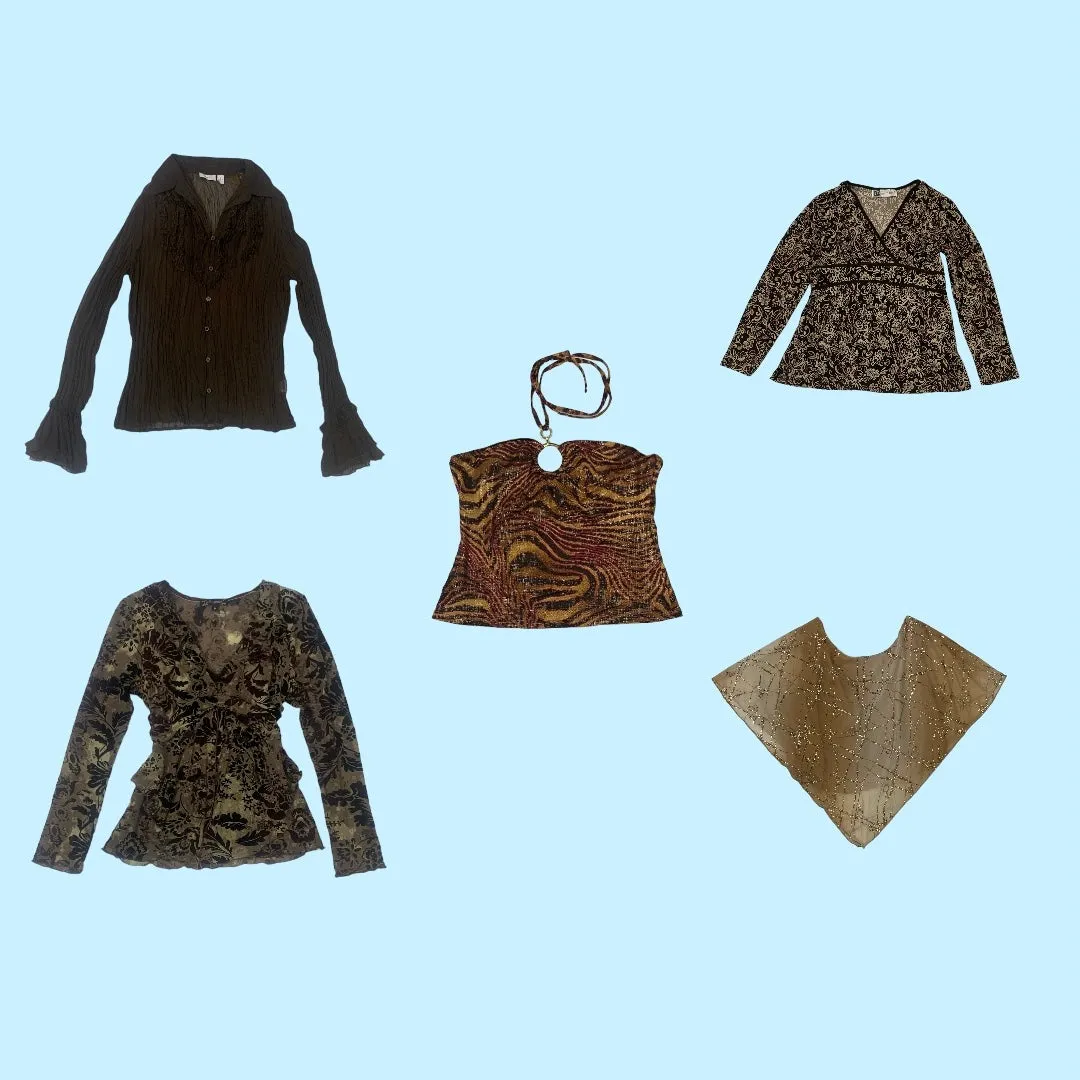Nature's Chic: Vintage Earthy Blouse (GRV-8-001)