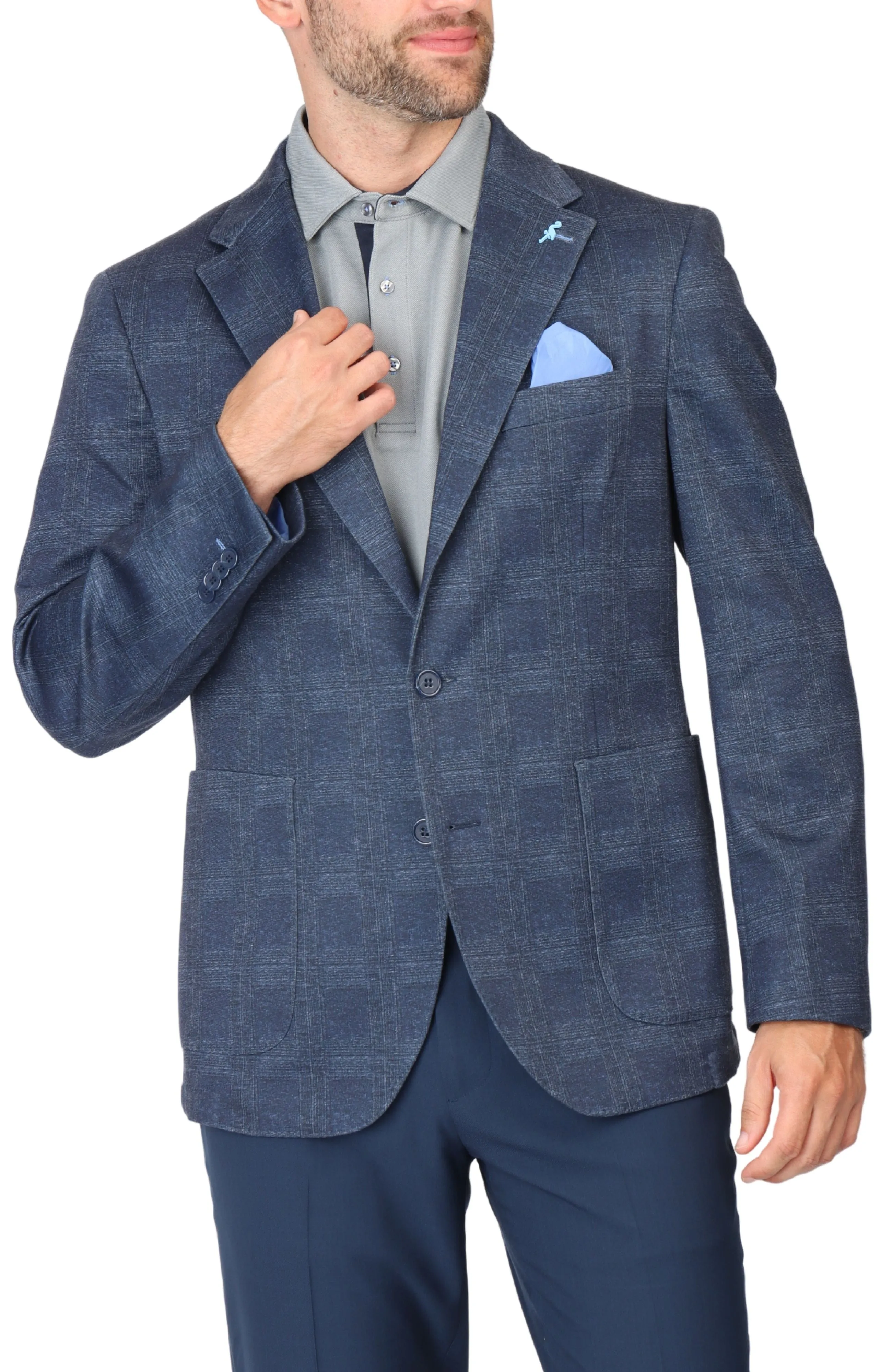 Navy Unconstructed Shadowplaid Sport Coat