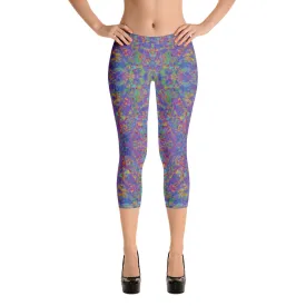 Paint Splatter Rainbow Capri Leggings Trendy Wild Athleisure