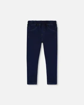 Plush Lined Dark Blue Denim Jeggings