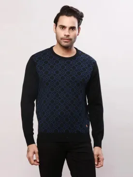 Raymond Men Black Jacquard Acrylic Blend Sweaters