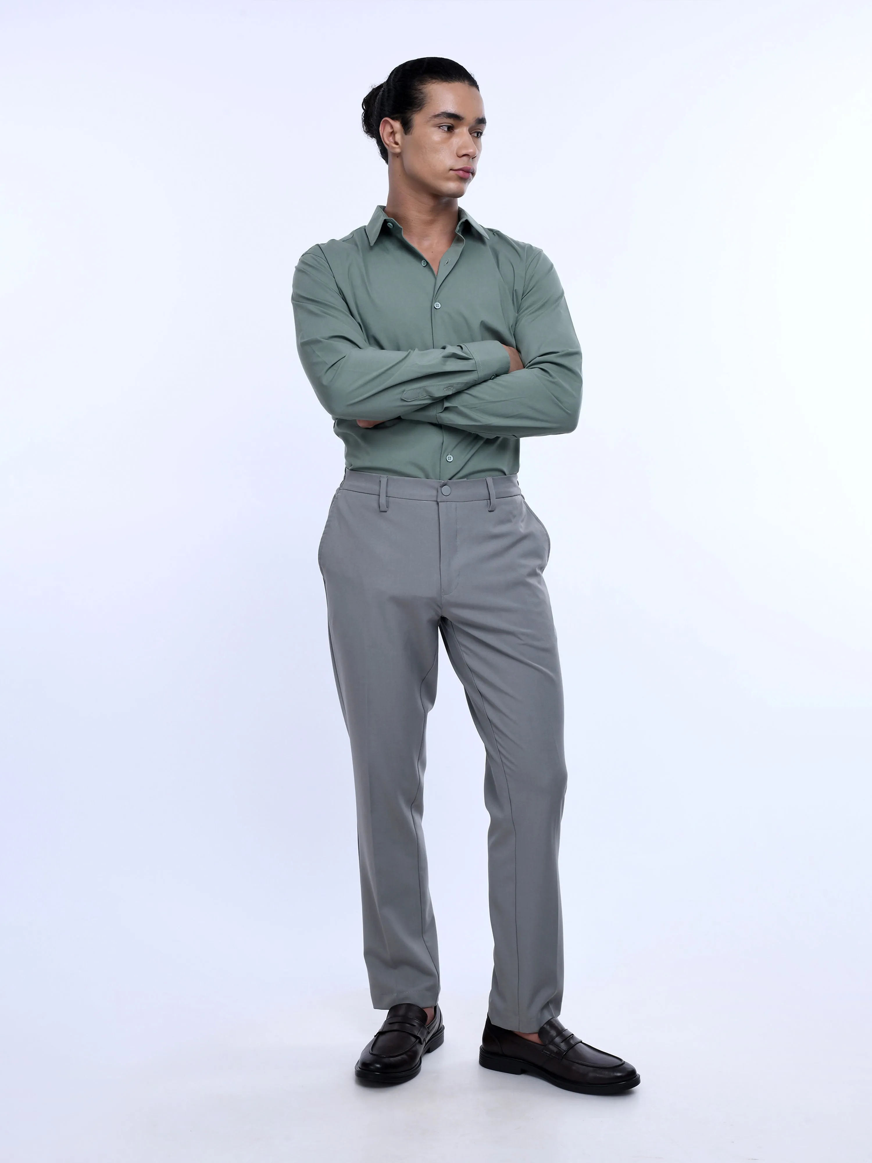 Soft Handle Tailored Light Grey Trousers