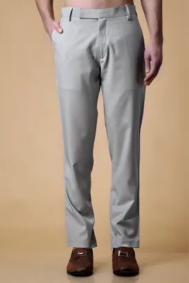 Steel Grey Solid Formal Trousers