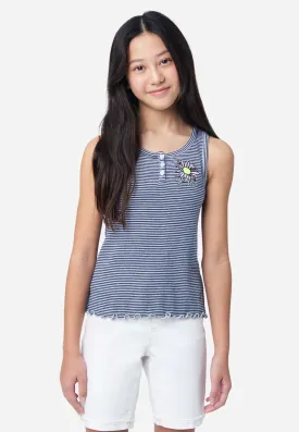 Striped Graphic Henley Tank