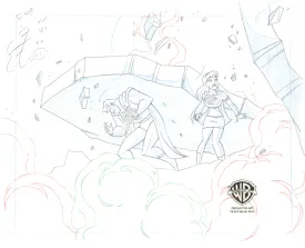 Superman the Animated Series Original Production Drawing: Superman, Supergirl