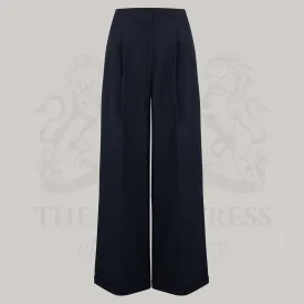 Tailored Audrey Trousers in Navy Pinstripe