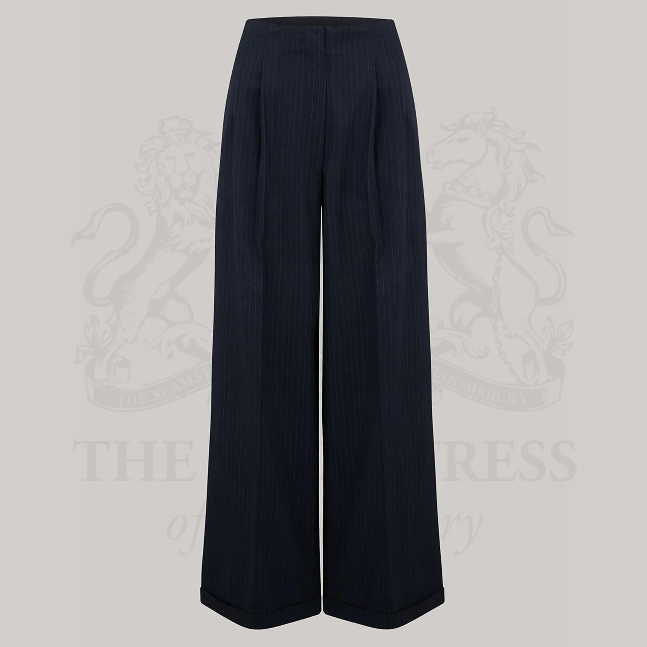 Tailored Audrey Trousers in Navy Pinstripe
