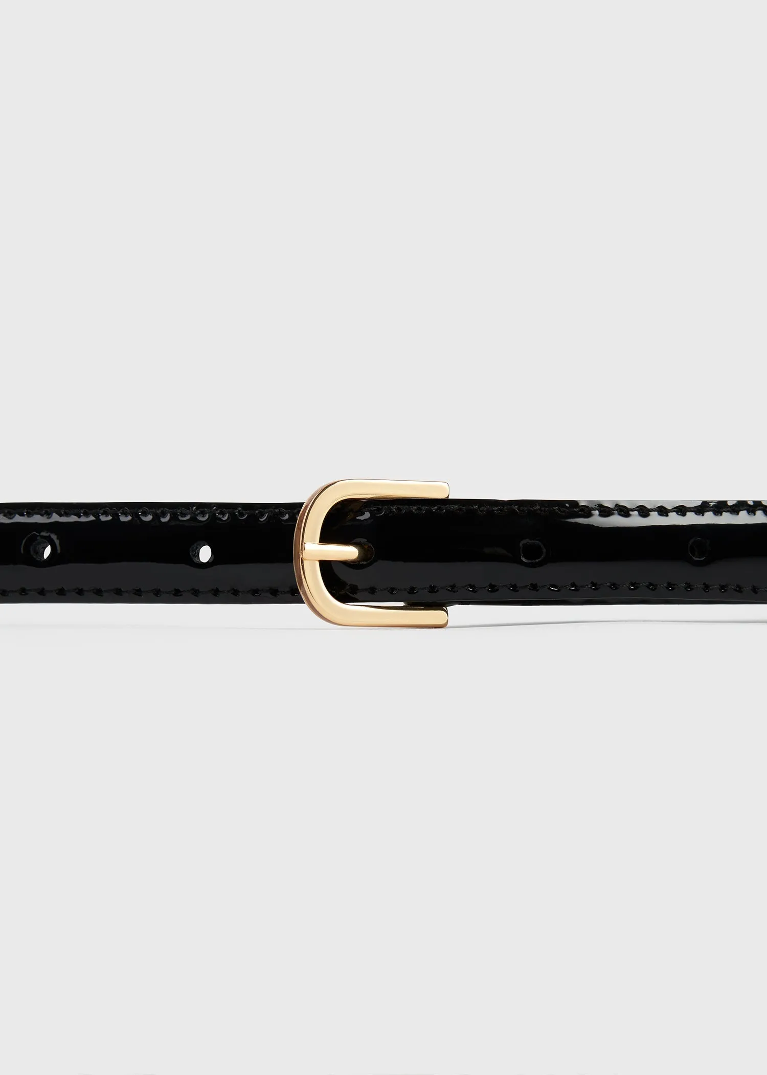 Thin patent-leather trouser belt black