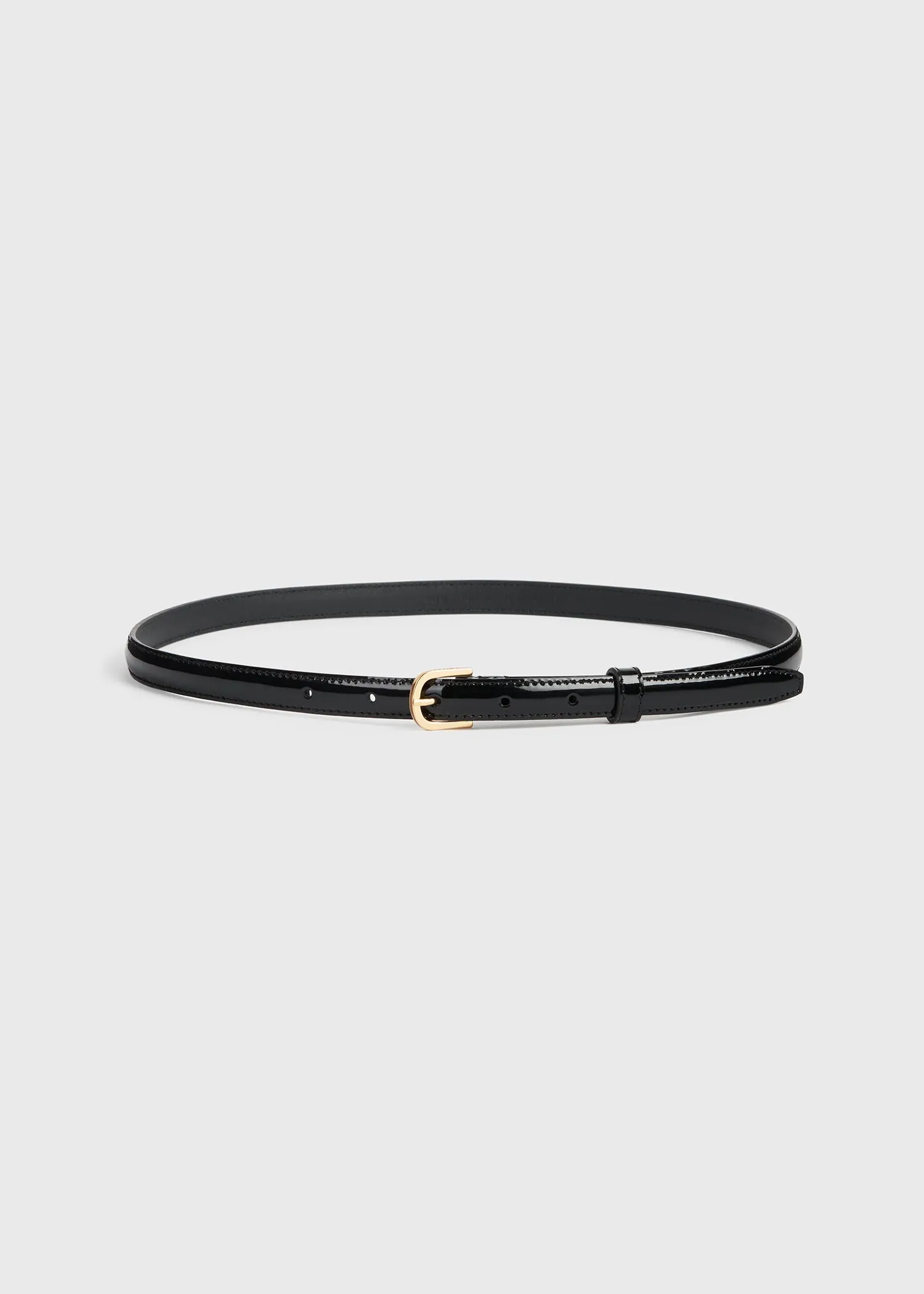 Thin patent-leather trouser belt black