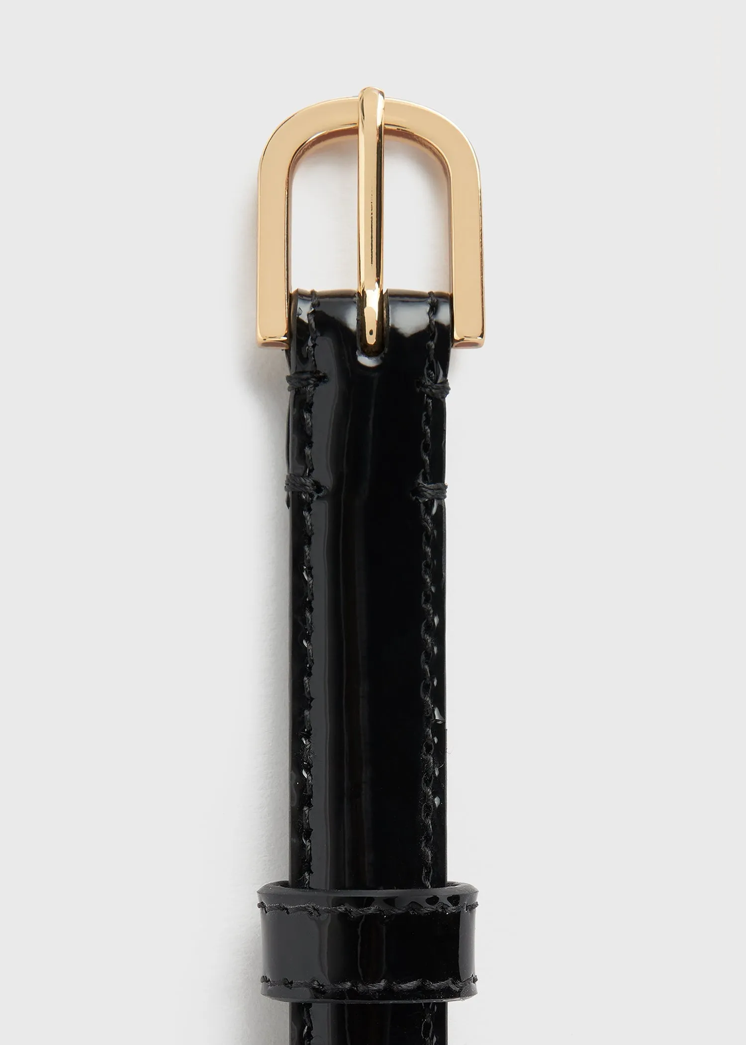 Thin patent-leather trouser belt black