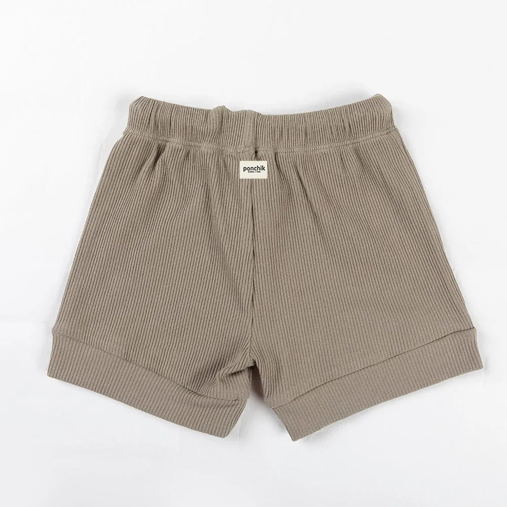 Unisex Ribbed Cotton Baby Shorts (Artichoke Green)