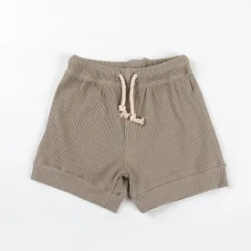 Unisex Ribbed Cotton Baby Shorts (Artichoke Green)