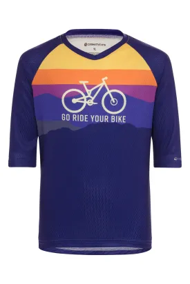 Youth Go Ride Your Bike MTB Jersey-3/4 Sleeve